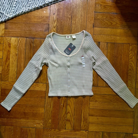 BRITT LONG SLEEVE SNAP FRONT TOP - Frappe/Brown - Picture 2 of 7